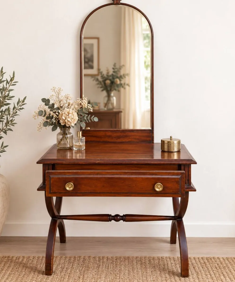 Coiffeuse en bois massif style empire traditionnel
