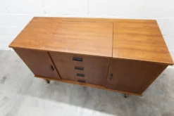 Coiffeuse enfilade teck 1960 4 tiroirs 2 portes et miroir