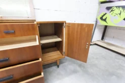 Coiffeuse enfilade teck 1960 4 tiroirs 2 portes et miroir