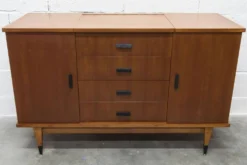 Coiffeuse enfilade teck 1960 4 tiroirs 2 portes et miroir