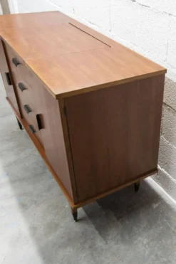 Coiffeuse enfilade teck 1960 4 tiroirs 2 portes et miroir
