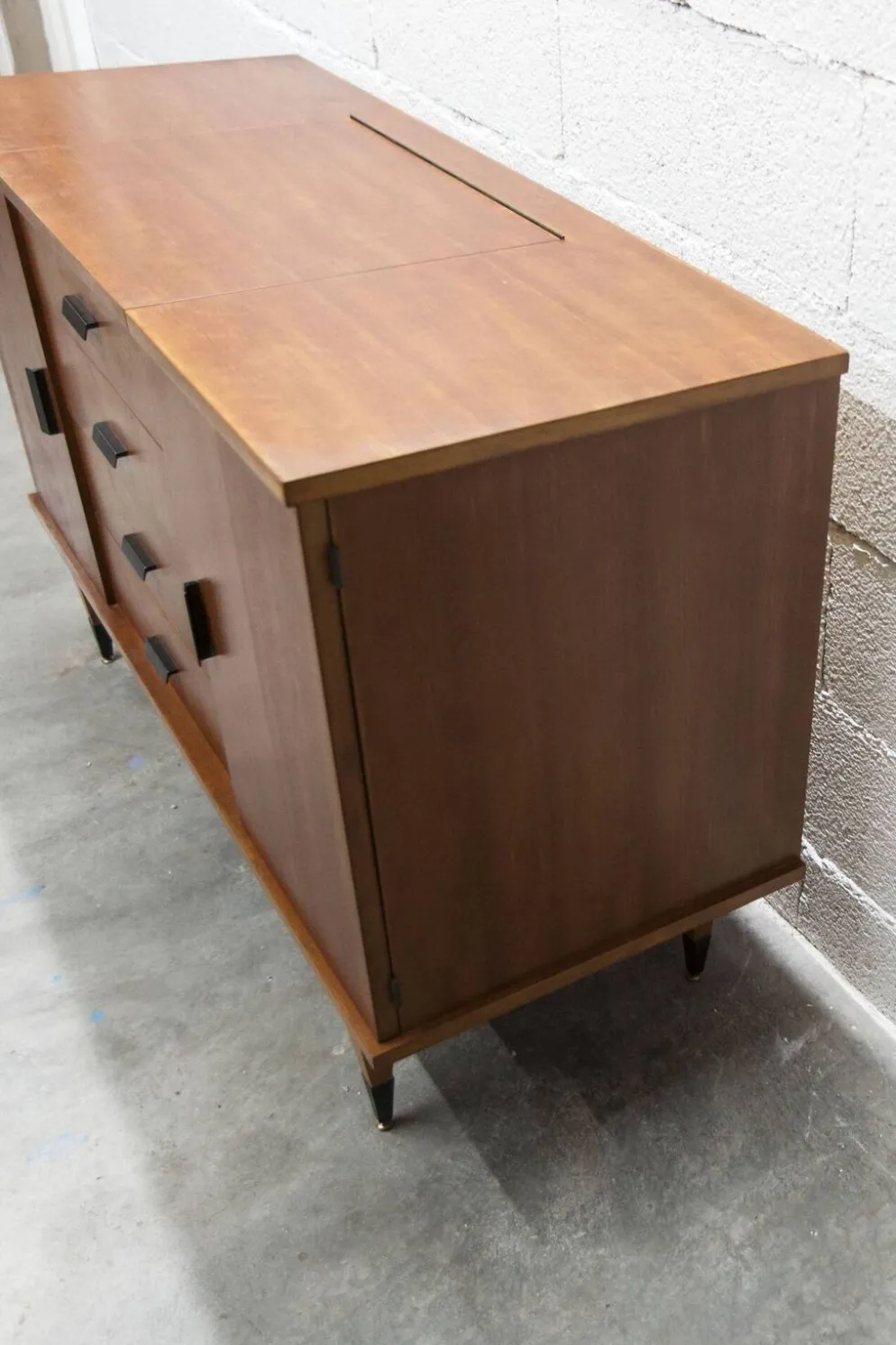 Coiffeuse enfilade teck 1960 4 tiroirs 2 portes et miroir