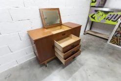 Coiffeuse enfilade teck 1960 4 tiroirs 2 portes et miroir