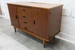 Coiffeuse enfilade teck 1960 4 tiroirs 2 portes et miroir