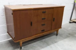 Coiffeuse enfilade teck 1960 4 tiroirs 2 portes et miroir