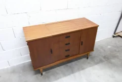 Coiffeuse enfilade teck 1960 4 tiroirs 2 portes et miroir