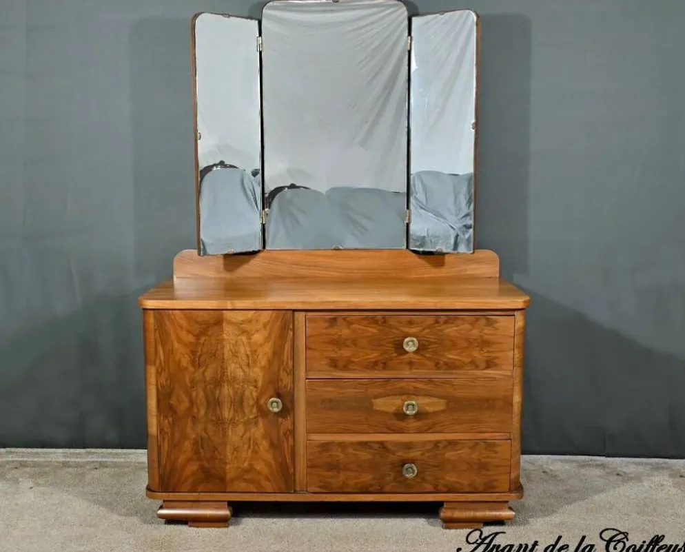 Coiffeuse en Ronce de Noyer, Art Déco - 1930