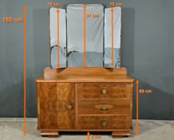 Coiffeuse en Ronce de Noyer, Art Déco - 1930