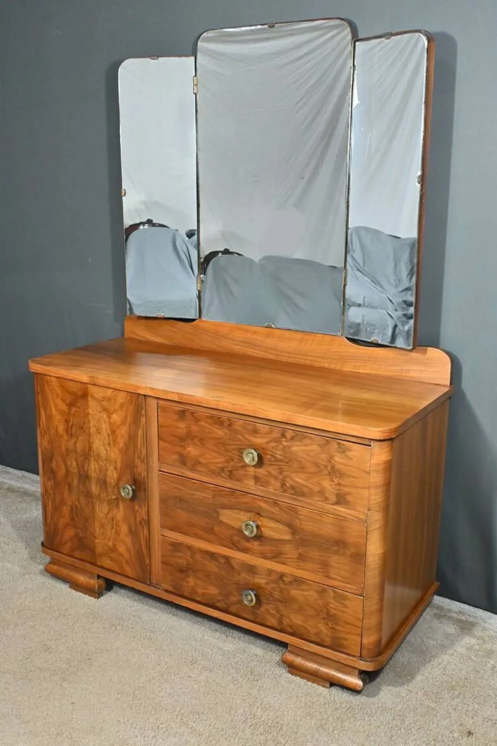Coiffeuse en Ronce de Noyer, Art Déco - 1930
