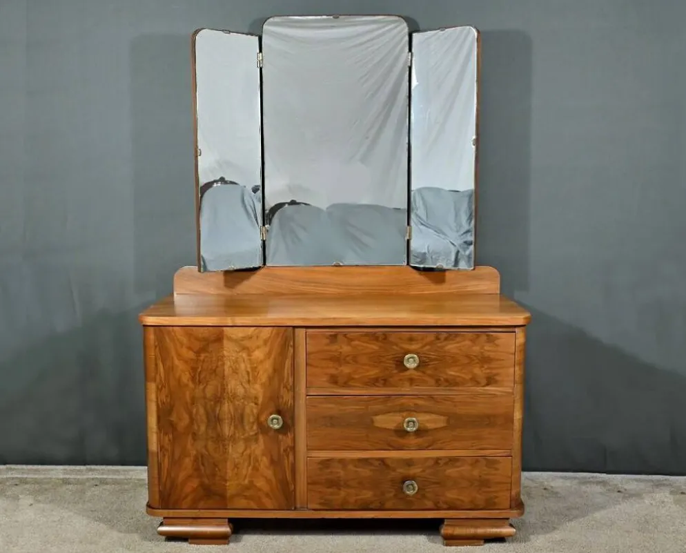 Coiffeuse en Ronce de Noyer, Art Déco - 1930