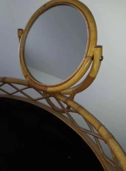 Coiffeuse en rotin vintage année 60