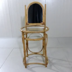 Coiffeuse en rotin vintage des années 1970