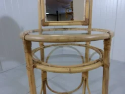 Coiffeuse en rotin vintage des années 1970