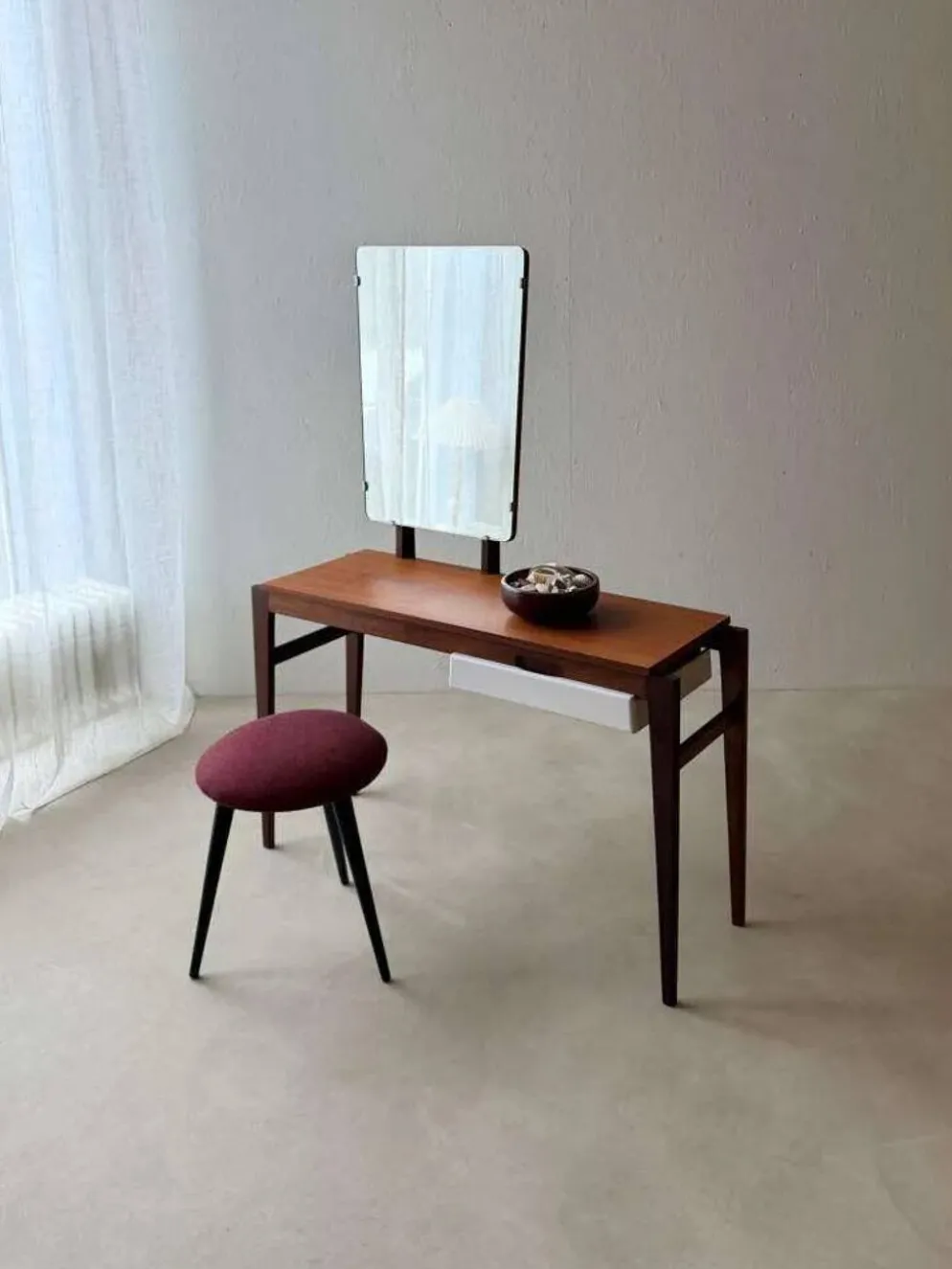 Coiffeuse en teck acajou vintage des années 1960