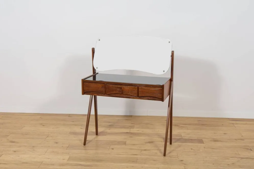 Coiffeuse en teck du milieu du siècle avec miroir par Arne Vodder pour Ølholm Møbelfabrik, Danemark, années 1960.