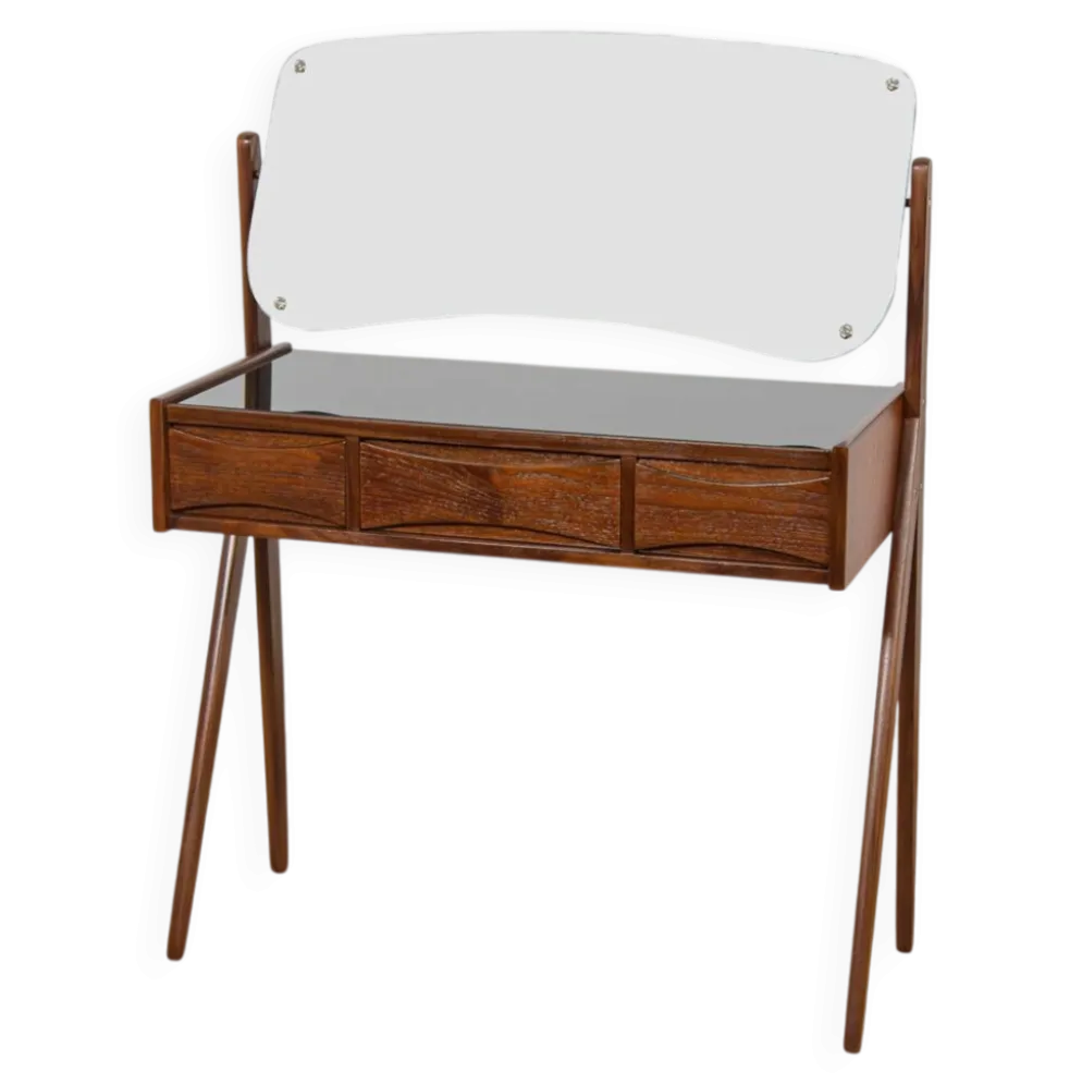 Coiffeuse en teck du milieu du siècle avec miroir par Arne Vodder pour Ølholm Møbelfabrik, Danemark, années 1960.