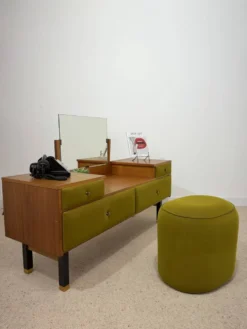 Coiffeuse et son pouf par Roger Landault, années 70