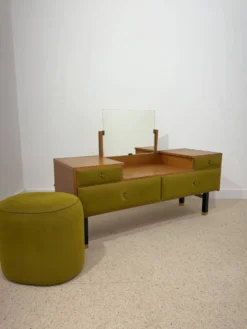 Coiffeuse et son pouf par Roger Landault, années 70