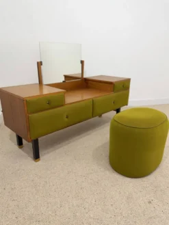Coiffeuse et son pouf par Roger Landault, années 70