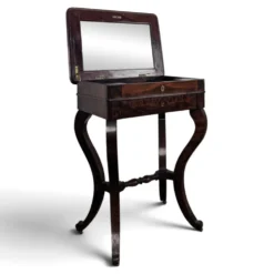 Coiffeuse Louis-Philippe en acajou à miroir relevable