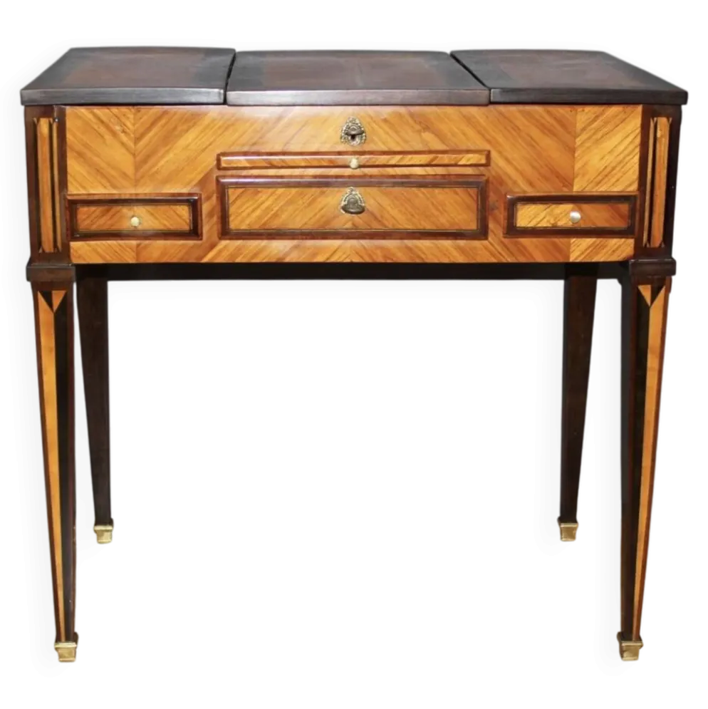 Coiffeuse Louis XVI en Marqueterie de Bois de Rose et Palissandre XVIIIe
