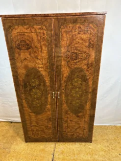 Coiffeuse/meuble de rangement style Hollywood vintage, aspect noyer italien