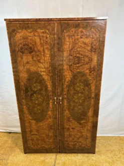 Coiffeuse/meuble de rangement style Hollywood vintage, aspect noyer italien