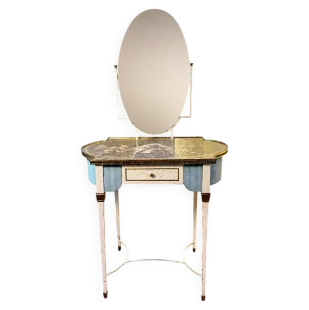 Coiffeuse originale - plateau au motif Toile de Jouy