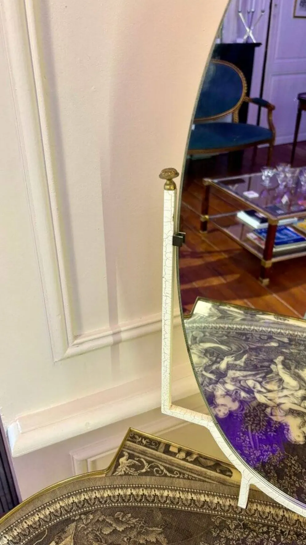 Coiffeuse originale - plateau au motif Toile de Jouy