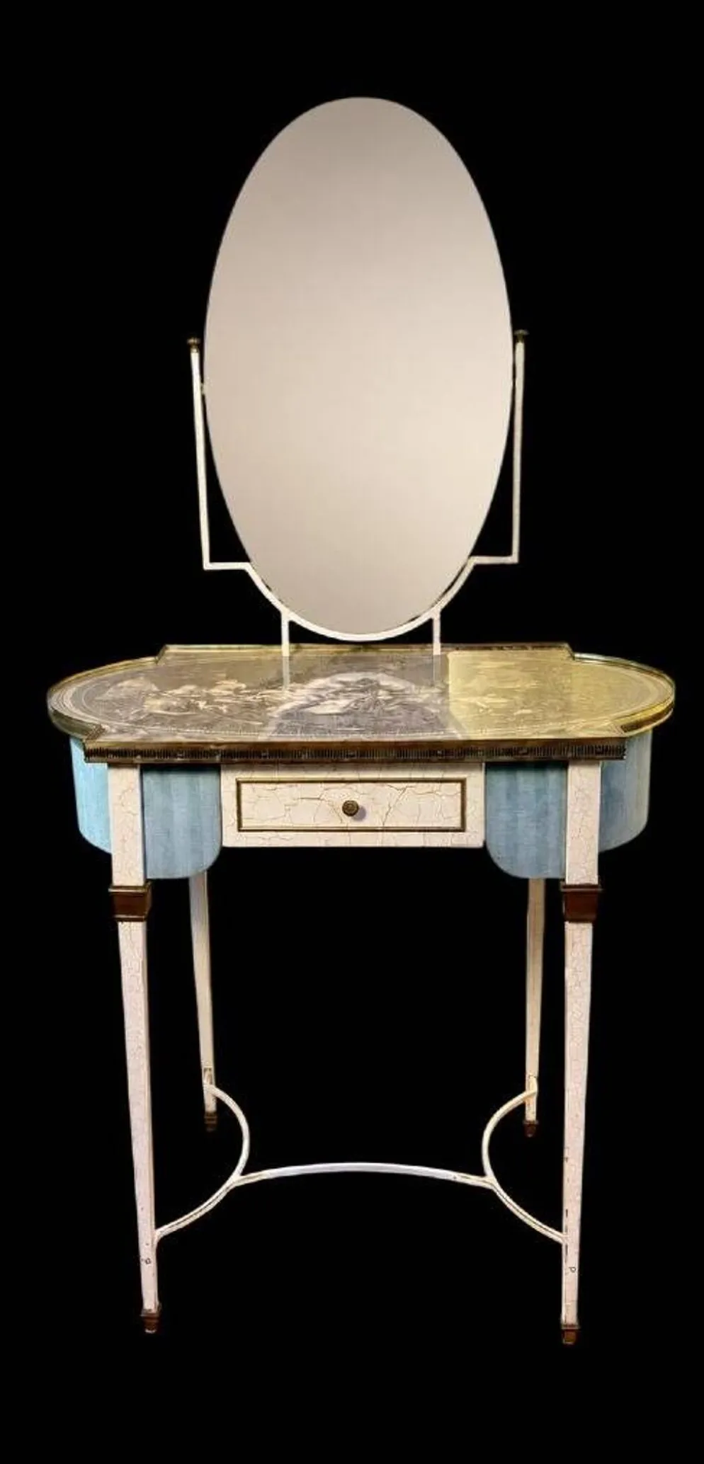 Coiffeuse originale - plateau au motif Toile de Jouy