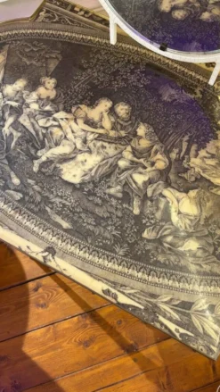 Coiffeuse originale - plateau au motif Toile de Jouy