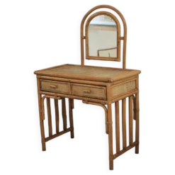 Coiffeuse ou bureau en rotin