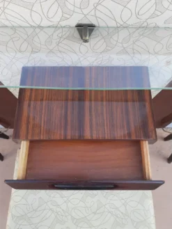 Coiffeuse ou meuble d’entrée vintage avec son siège années 1960