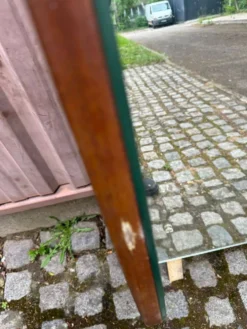 Coiffeuse scandinave en bois des années 50 avec miroir triptyque