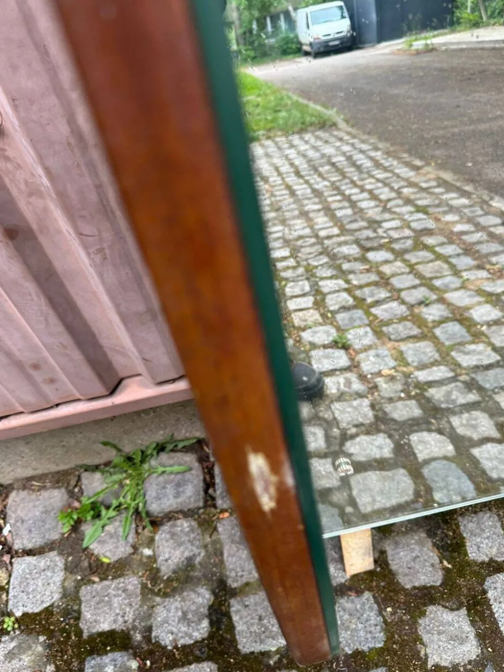 Coiffeuse scandinave en bois des années 50 avec miroir triptyque