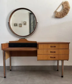 Coiffeuse scandinave vintage en teck, années 60