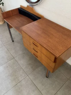 Coiffeuse scandinave vintage en teck, années 60