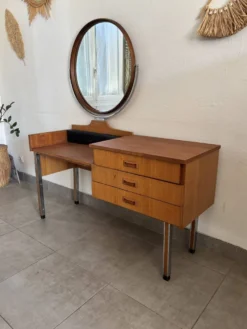 Coiffeuse scandinave vintage en teck, années 60