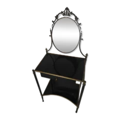 Coiffeuse style Louis XVI laiton et verre trempé