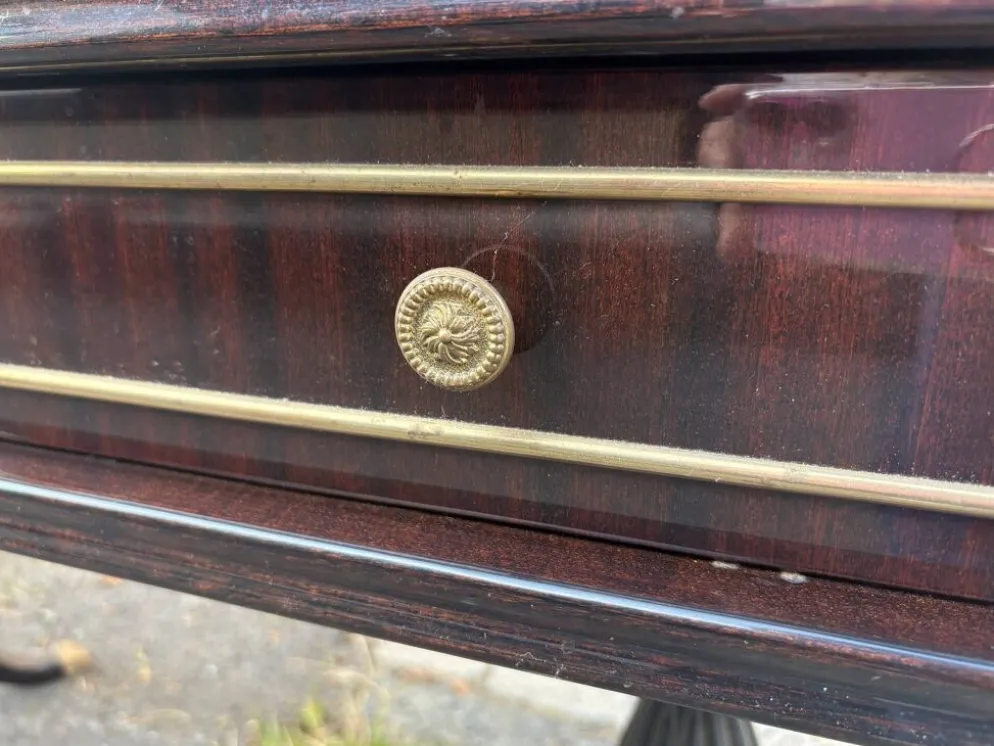 Coiffeuse triptyque vintage 1960s en acajou– signée G. Blouin Nantes