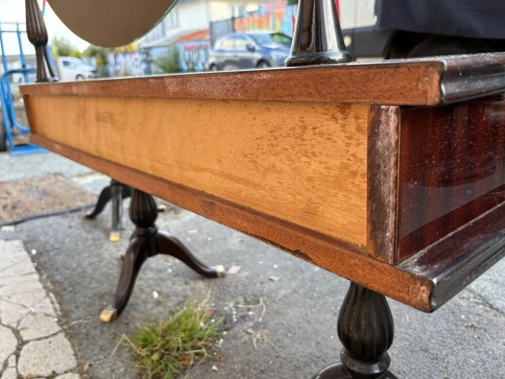 Coiffeuse triptyque vintage 1960s en acajou– signée G. Blouin Nantes