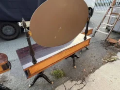 Coiffeuse triptyque vintage 1960s en acajou– signée G. Blouin Nantes