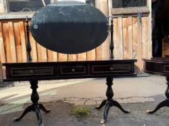 Coiffeuse triptyque vintage 1960s en acajou– signée G. Blouin Nantes