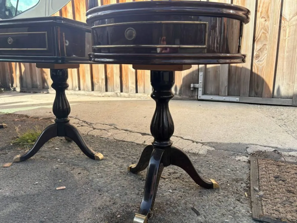 Coiffeuse triptyque vintage 1960s en acajou– signée G. Blouin Nantes