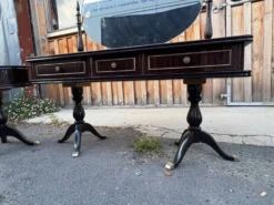 Coiffeuse triptyque vintage 1960s en acajou– signée G. Blouin Nantes