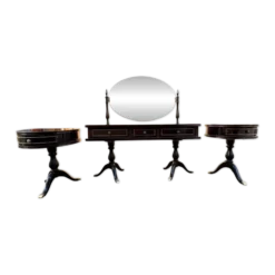 Coiffeuse triptyque vintage 1960s en acajou– signée G. Blouin Nantes