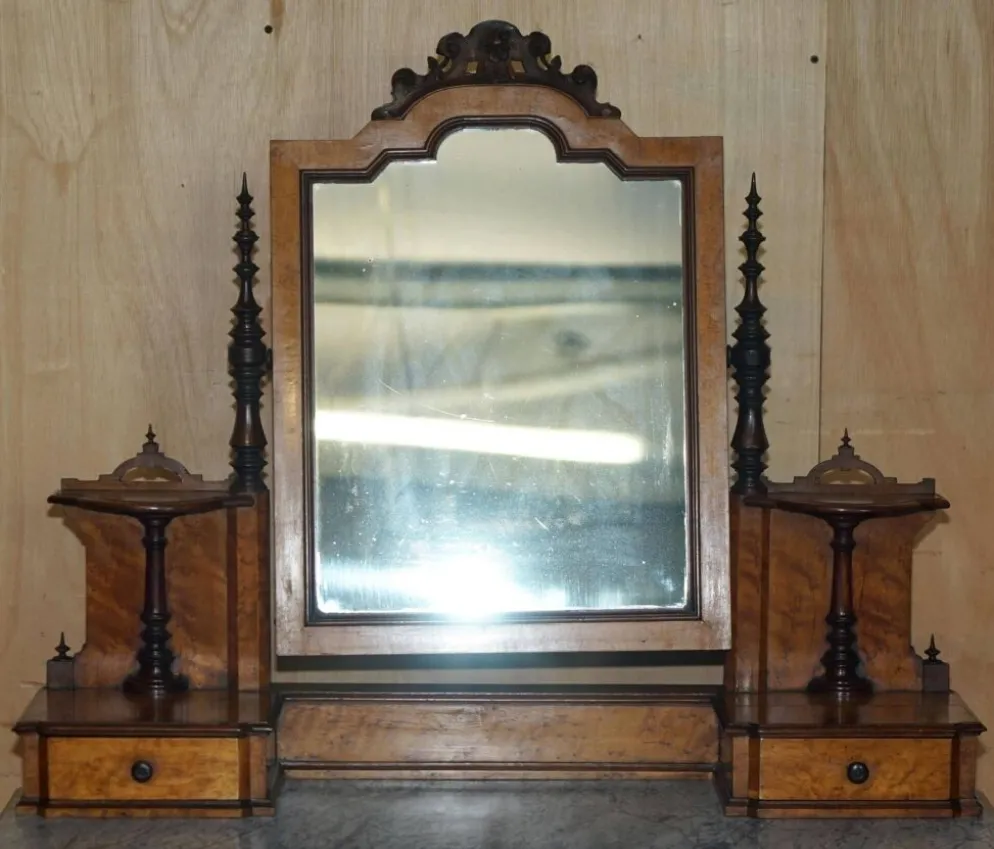 Coiffeuse Victorienne en Amboyna et Ébène Restaurée