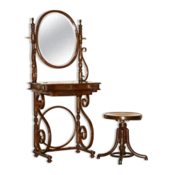 Coiffeuse victorien Thonet en bois courbé avec tabouret réglable