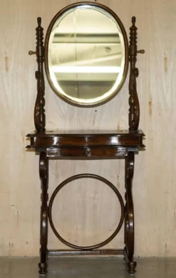 Coiffeuse victorien Thonet en bois courbé avec tabouret réglable
