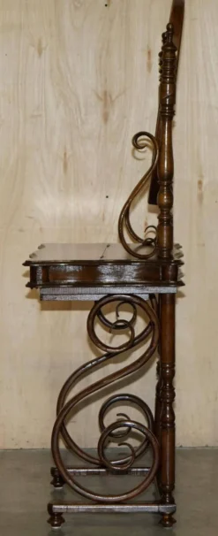 Coiffeuse victorien Thonet en bois courbé avec tabouret réglable
